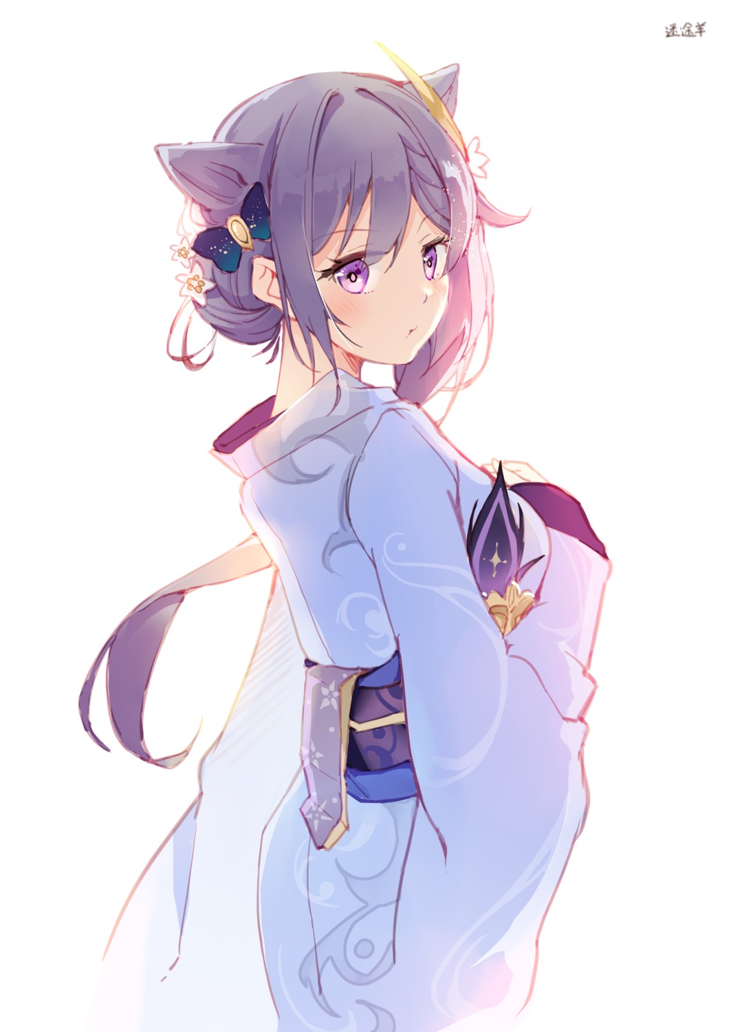 genshin_impact keqing kimono mitu_yang