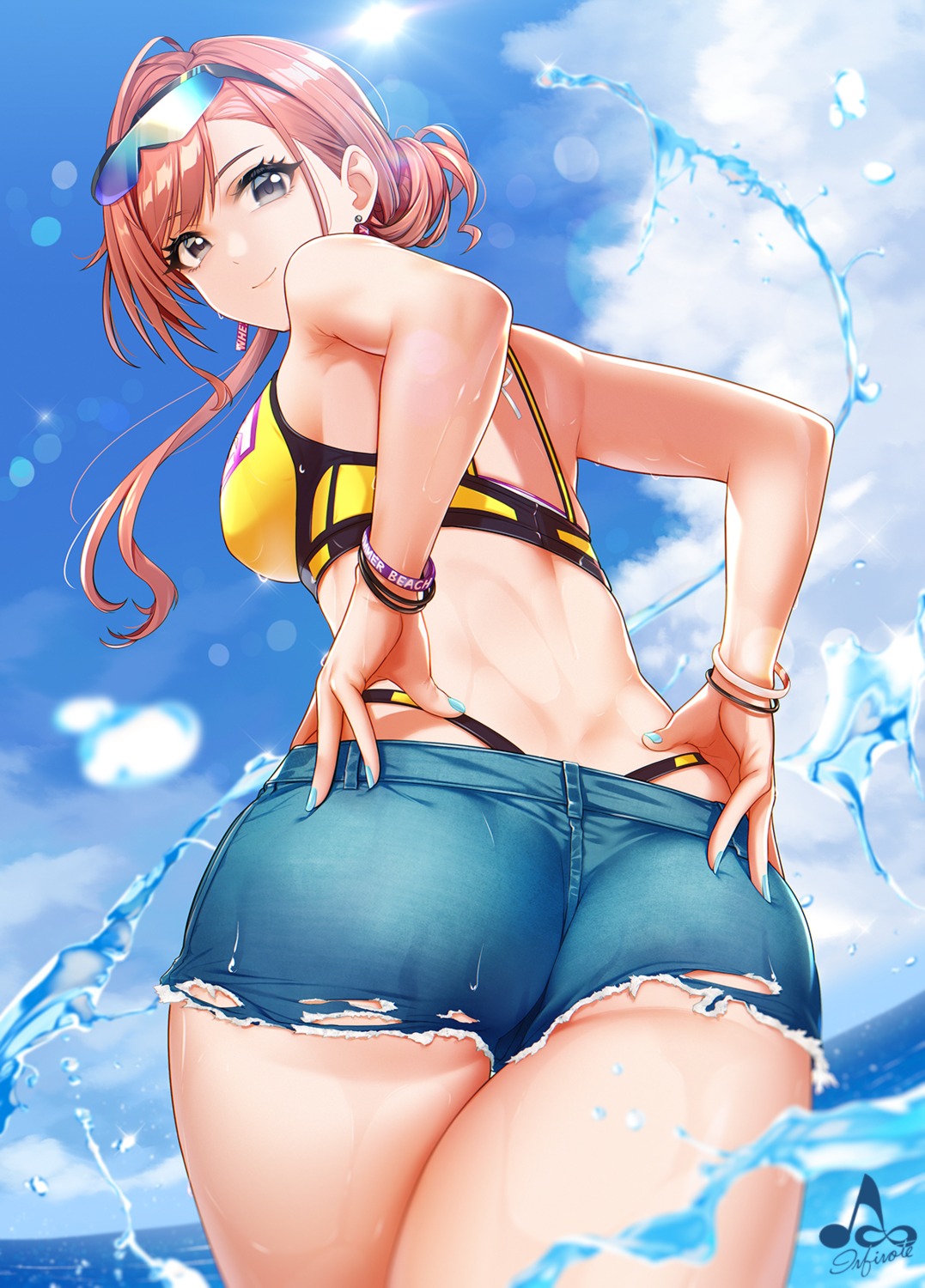 arisugawa_natsuha ass bikini infinote megane swimsuits the_idolm@ster the_idolm@ster_shiny_colors undressing wet