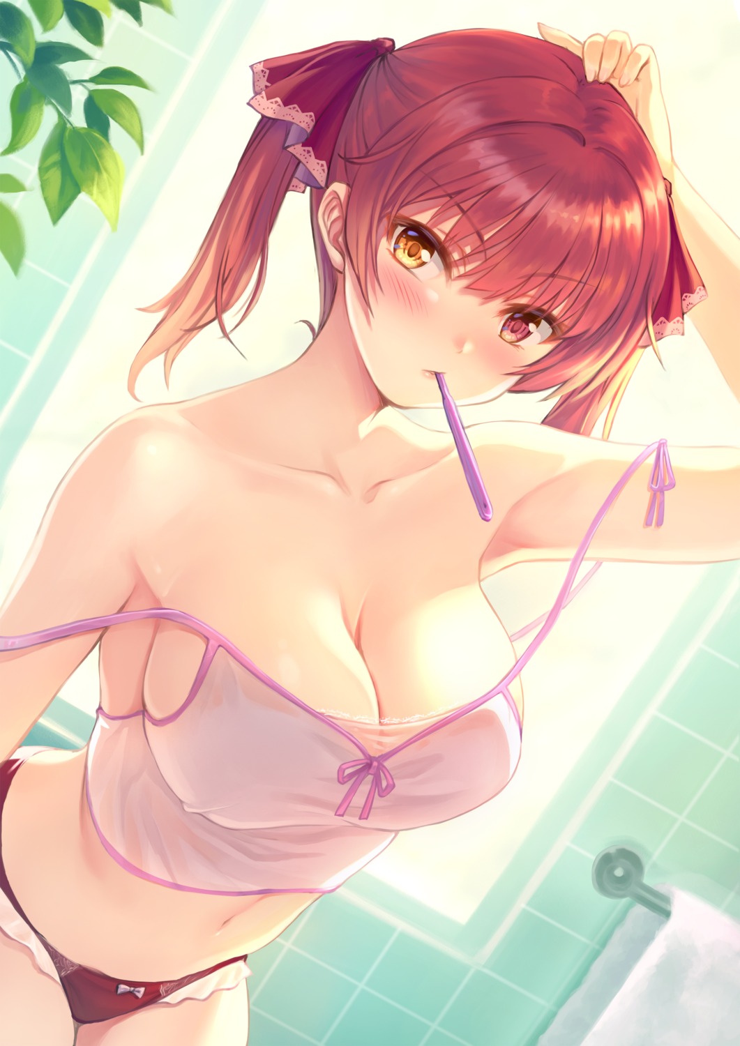 heterochromia hinamo hololive houshou_marine lingerie no_bra pantsu