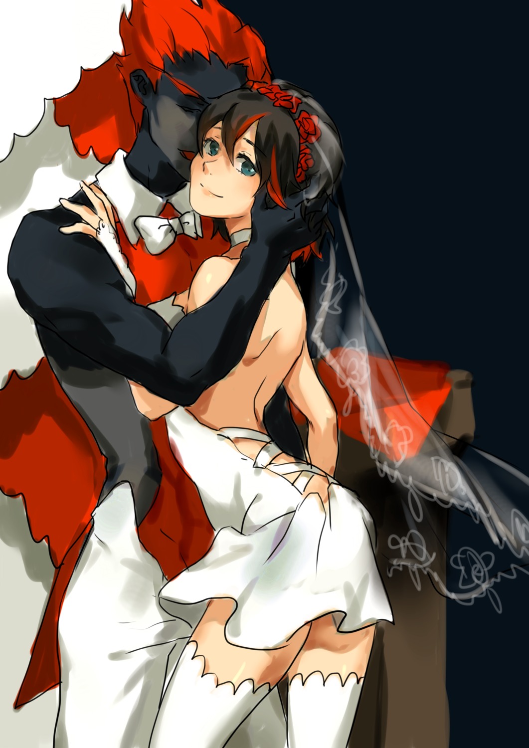 dress kill_la_kill matoi_ryuuko mi_lu-zi senketsu thighhighs wedding_dress