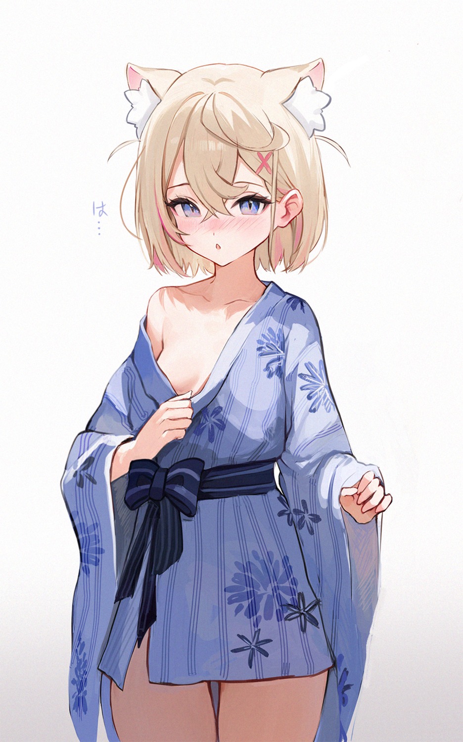 animal_ears hololive hololive_english inumimi koahri mococo_abyssgard no_bra open_shirt undressing yukata