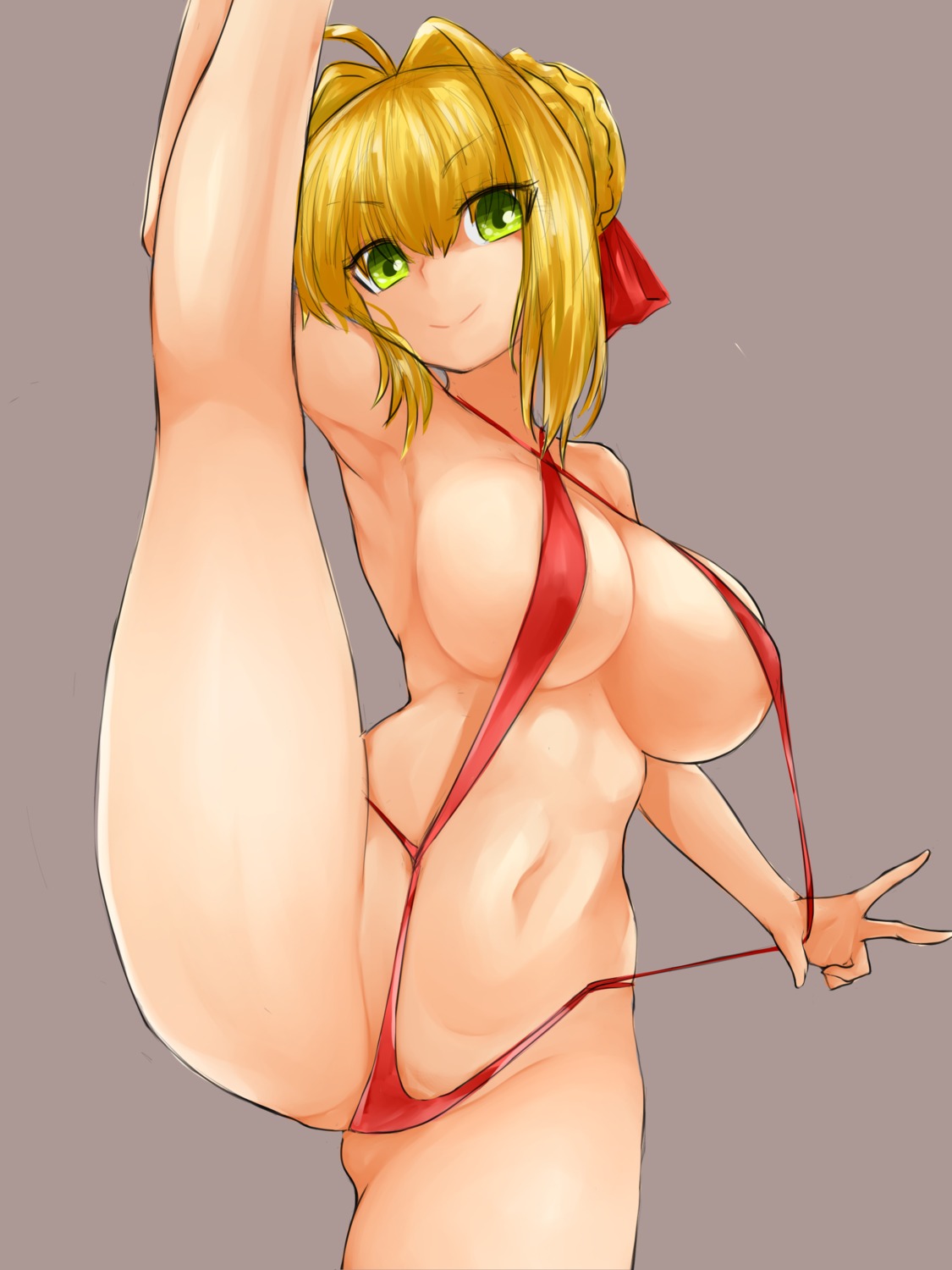 cameltoe erect_nipples fate/apocrypha fate/extra fate/grand_order fate/stay_night saber_extra sling_bikini steaming_tofu swimsuits undressing