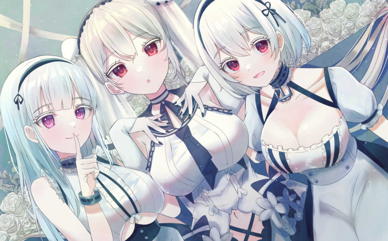 azur_lane dido_(azur_lane) formidable_(azur_lane) junineu maid no_bra sirius_(azur_lane)