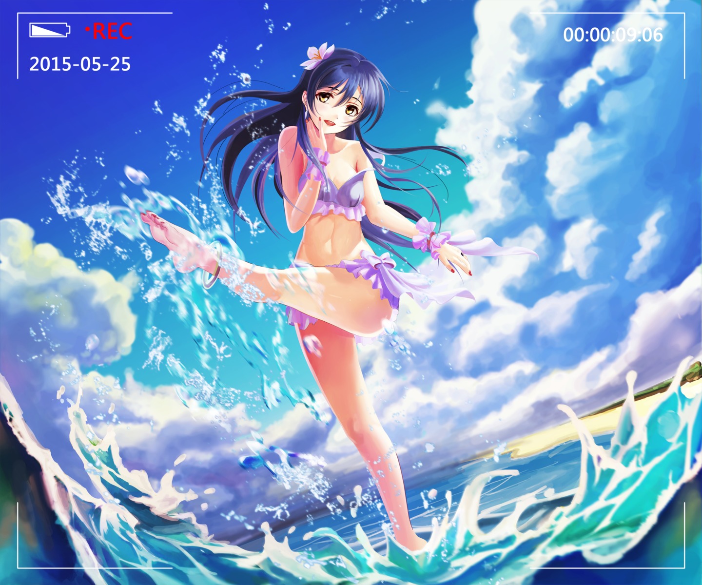 bikini cleavage feet love_live! love_live!_(series) sonoda_umi swimsuits ushas wet