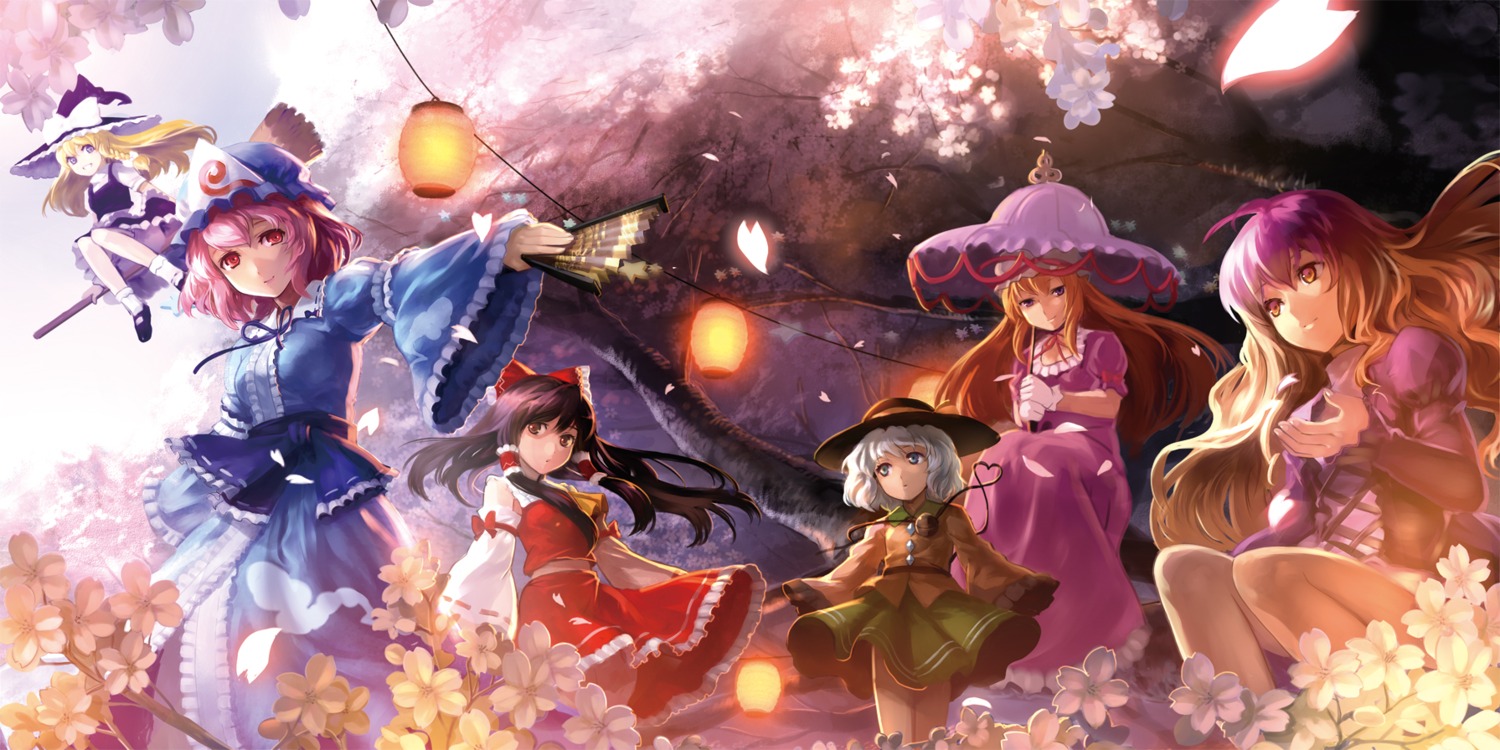 hakurei_reimu hijiri_byakuren kirisame_marisa komeiji_koishi saigyouji_yuyuko touhou won_(toufunokado) yakumo_yukari