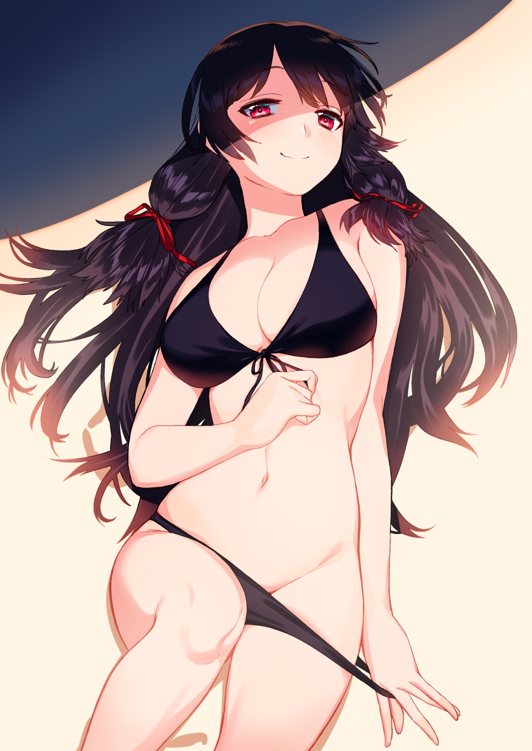 bikini blew_andwhite cleavage isokaze_(kancolle) kantai_collection panty_pull swimsuits undressing