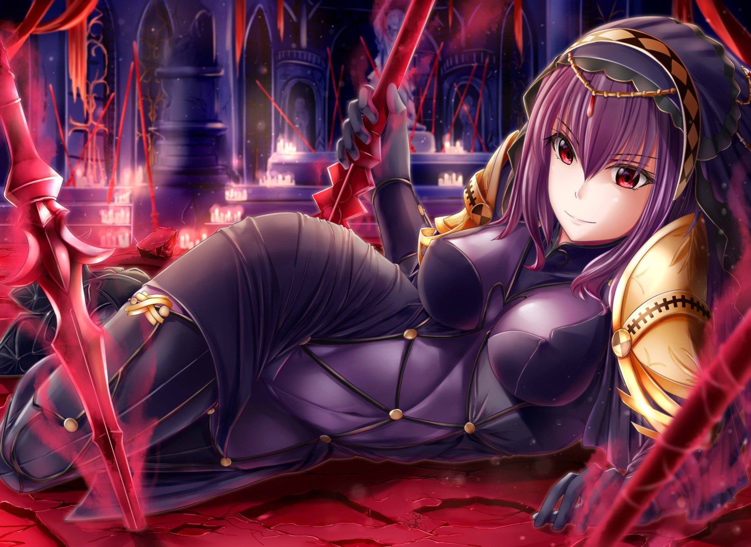 armor ayakase_hotaru bodysuit fate/grand_order scathach_(fate/grand_order) weapon