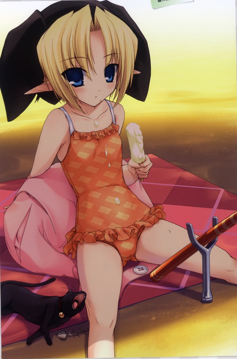 alicesoft cameltoe cream elf loli lucy_minshard neko onigiri-kun pastel_chime_continue pointy_ears swimsuits