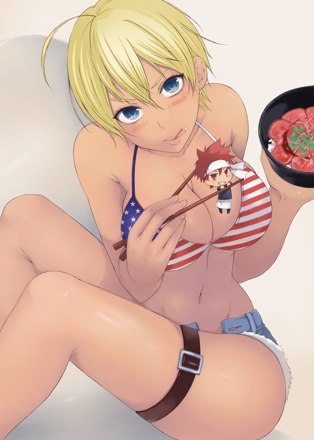 bikini_top cleavage garter gumyy mito_ikumi shokugeki_no_soma swimsuits yukihira_souma