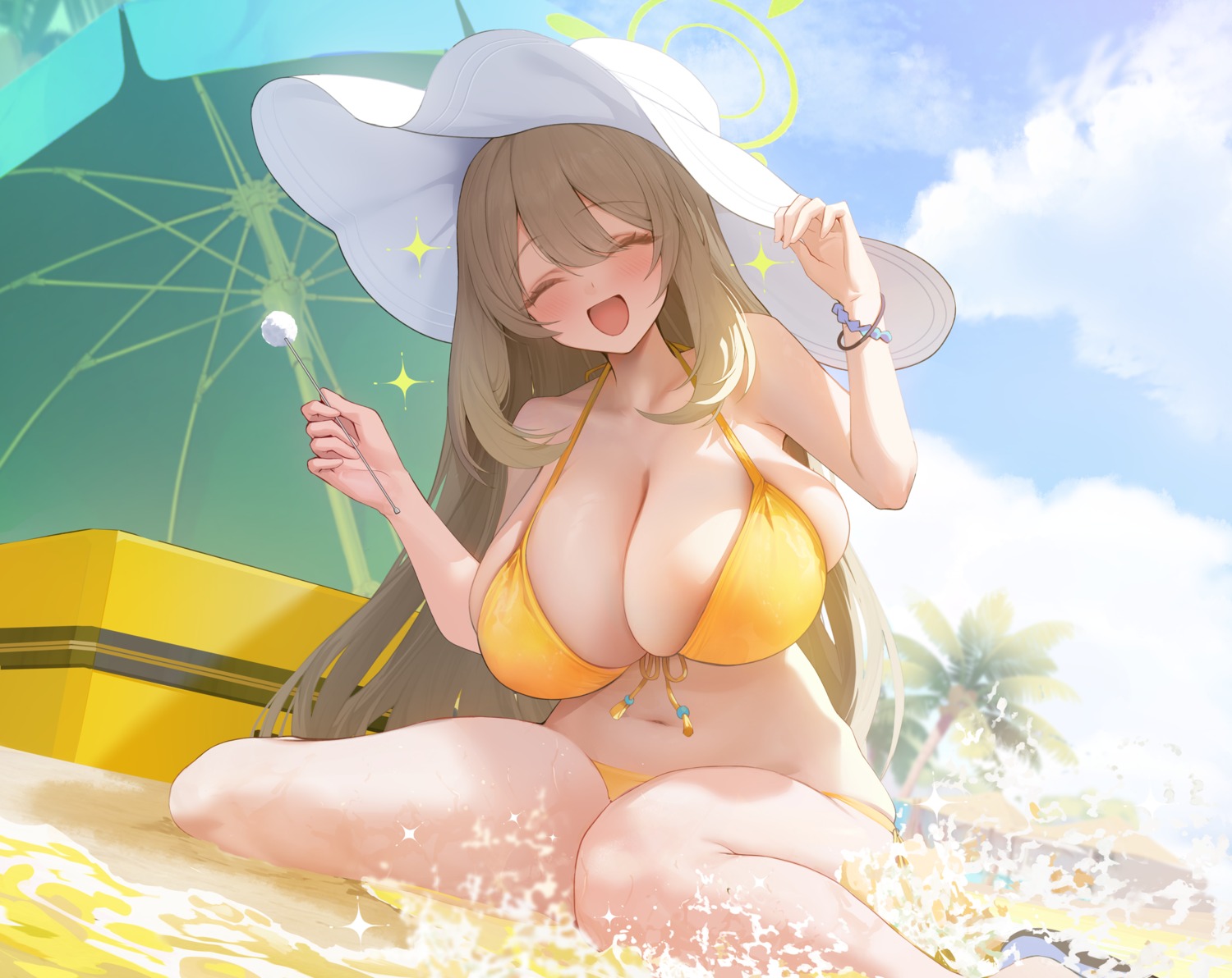 artist_revision bikini blue_archive halo izayoi_nonomi swimsuits wet xiujia_yihuizi