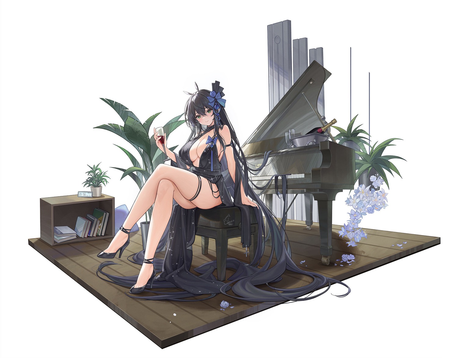 azur_lane dress heels indomitable_(azur_lane) jpeg_artifacts no_bra youxuemingdie