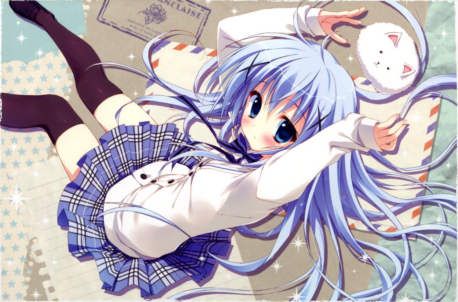 detexted gochuumon_wa_usagi_desu_ka? kafuu_chino ryohka seifuku thighhighs tippy_(gochuumon_wa_usagi_desu_ka?)