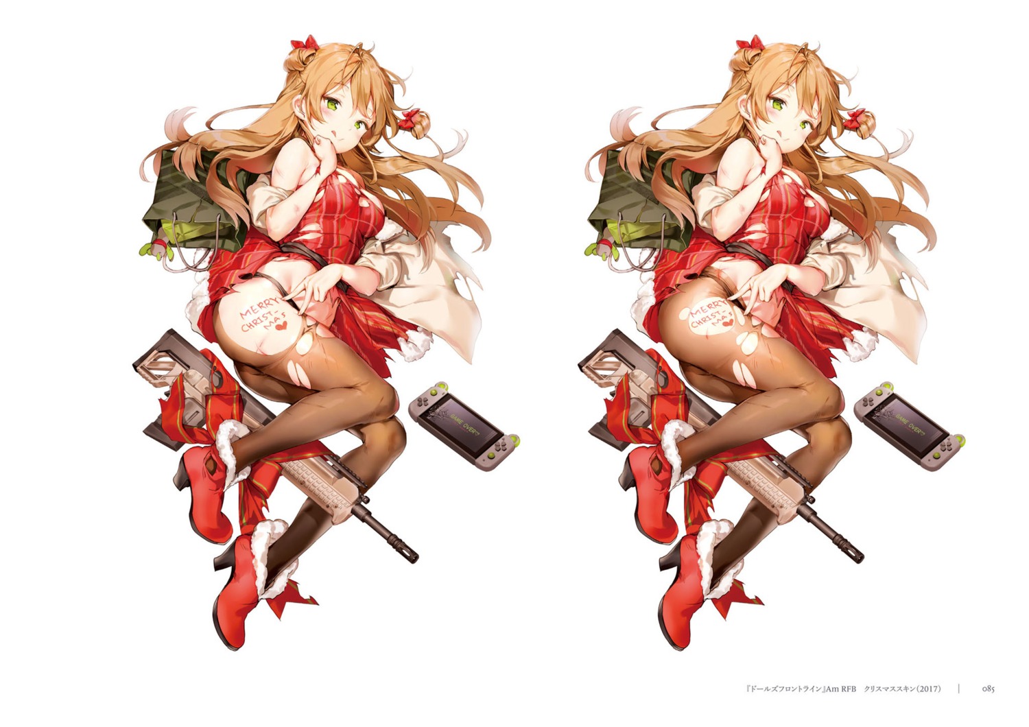 anmi christmas girls_frontline gun rfb_(girls_frontline) torn_clothes