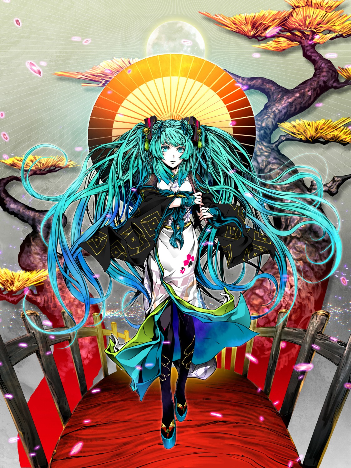 hatsune_miku kimono nagimiso pantyhose vocaloid