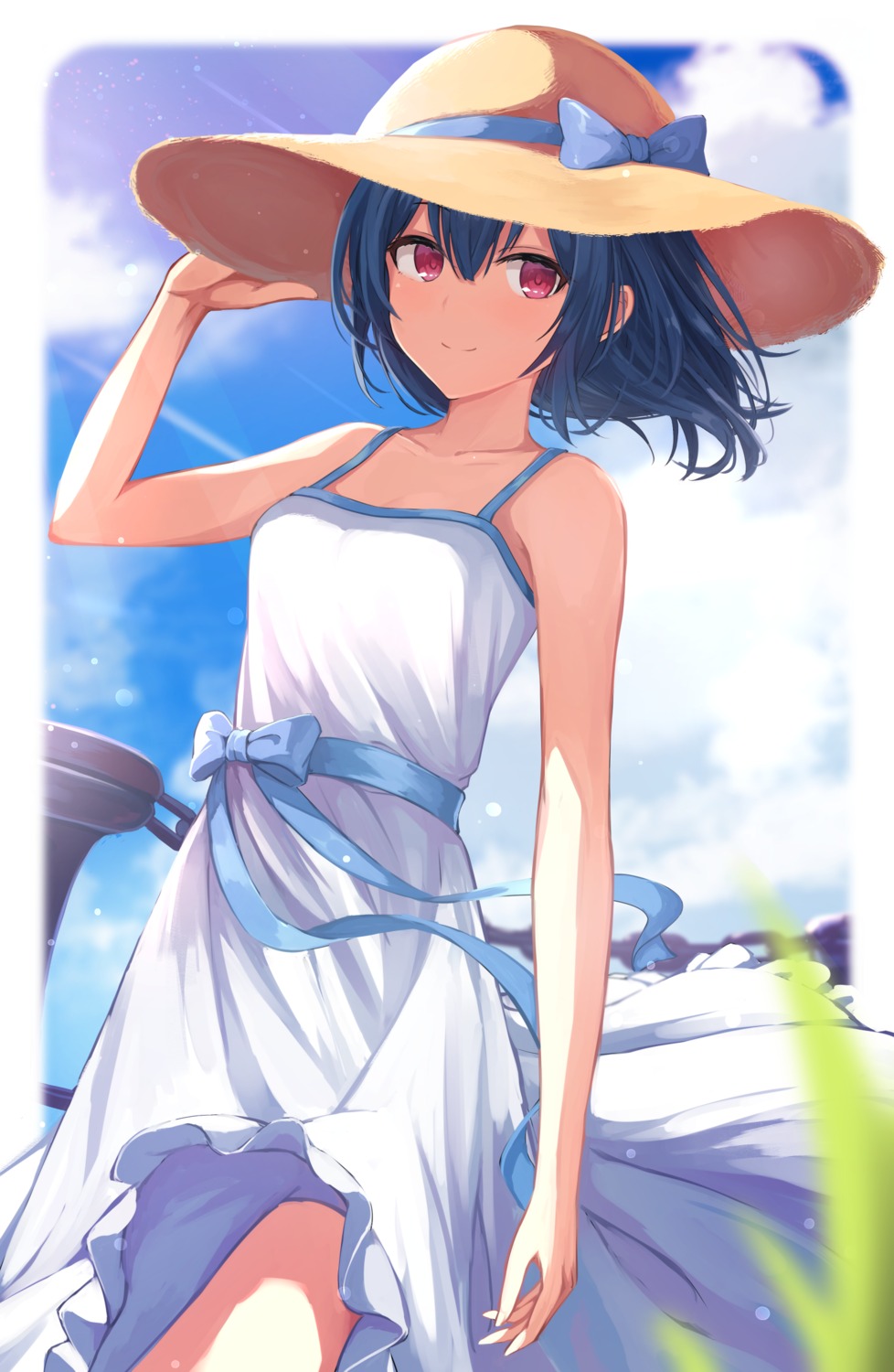 alisia dress morino_rinze skirt_lift summer_dress the_idolm@ster the_idolm@ster_shiny_colors