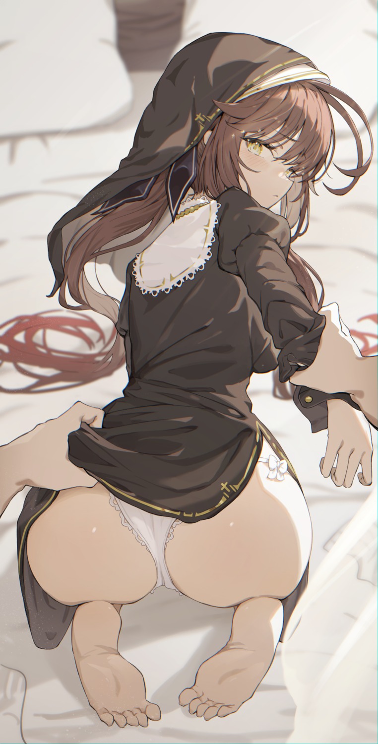 ass feet girls_frontline lemures m14_(girls_frontline) nun pantsu skirt_lift thong