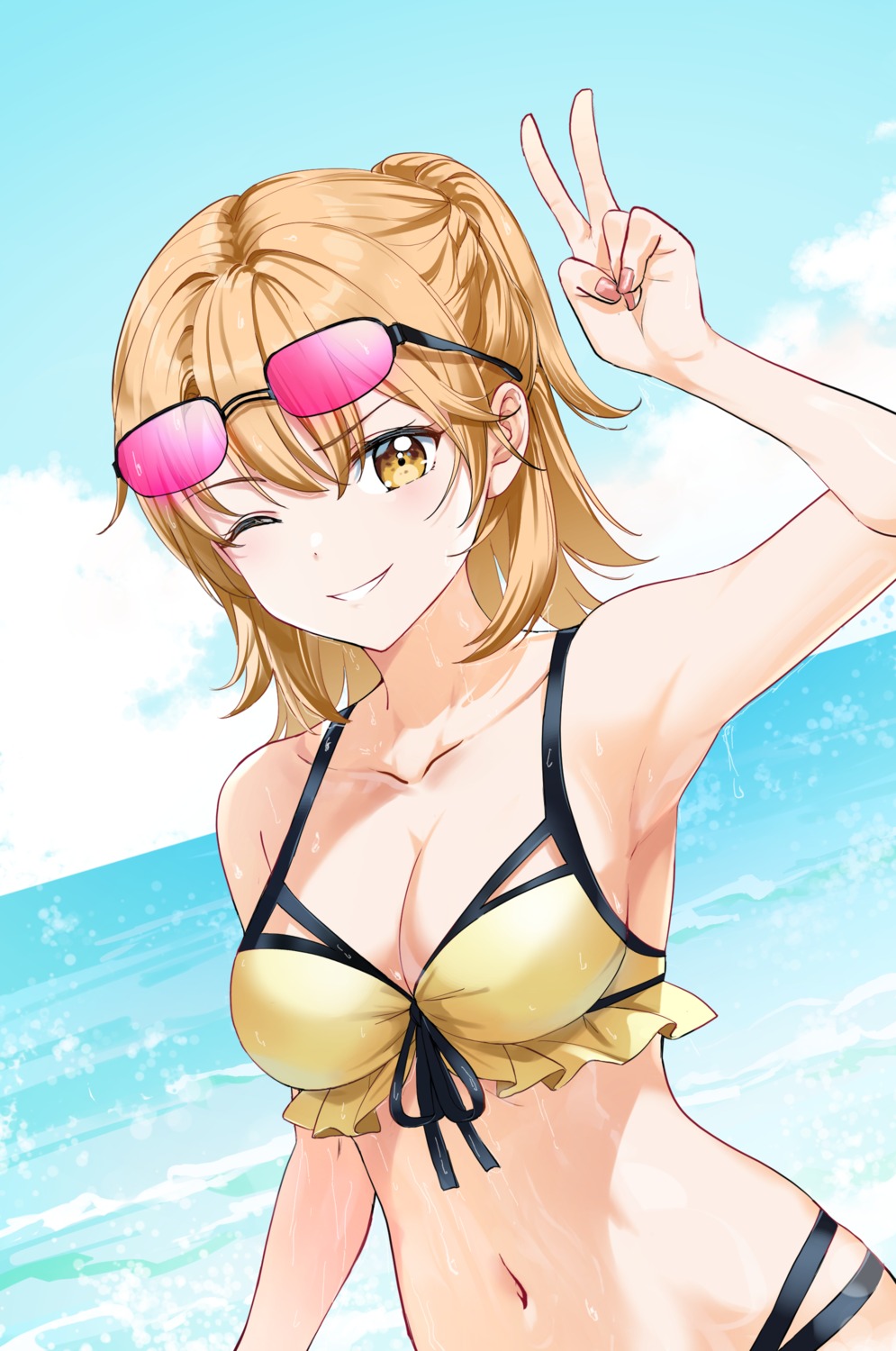 bikini isshiki_iroha megane nonbire swimsuits wet yahari_ore_no_seishun_lovecome_wa_machigatteiru.