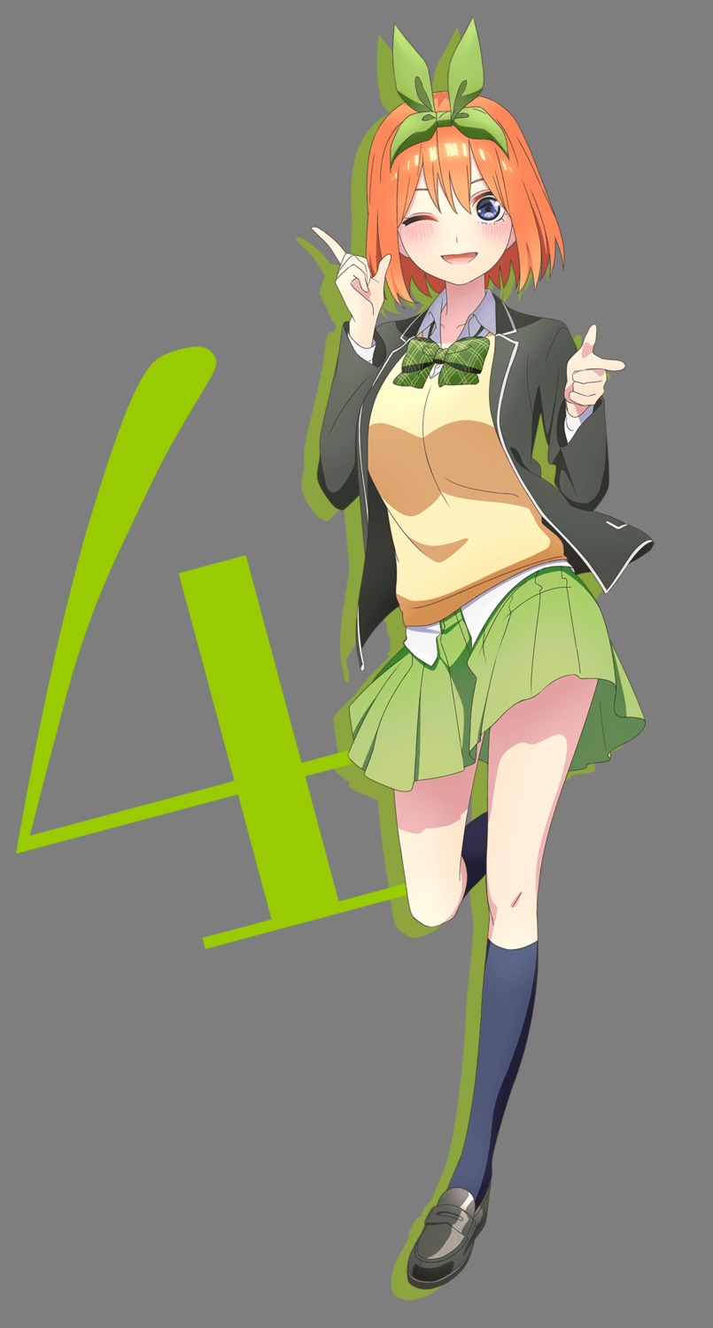 5-toubun_no_hanayome nakano_yotsuba seifuku skirt_lift sweater tagme transparent_png