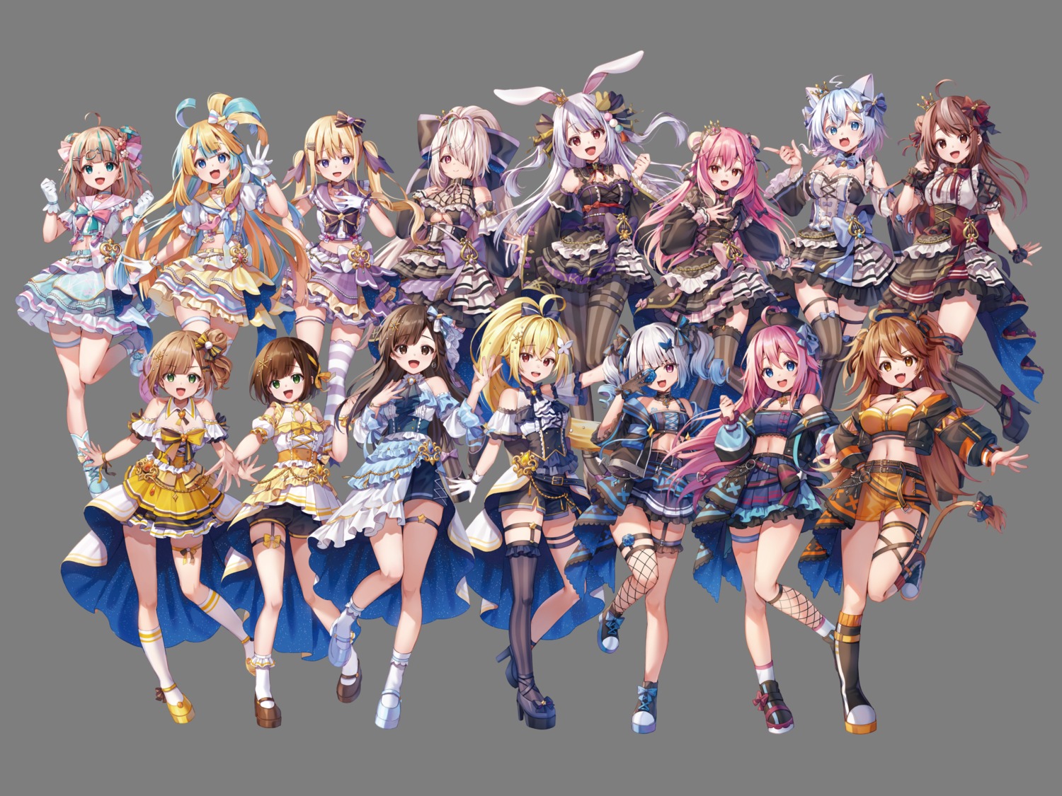 animal_ears bunny_ears cleavage eyepatch fishnets garter heels re:act tagme thighhighs transparent_png