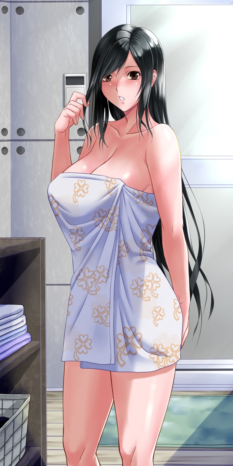 cleavage final_fantasy final_fantasy_vii naked suuitchi tifa_lockhart towel