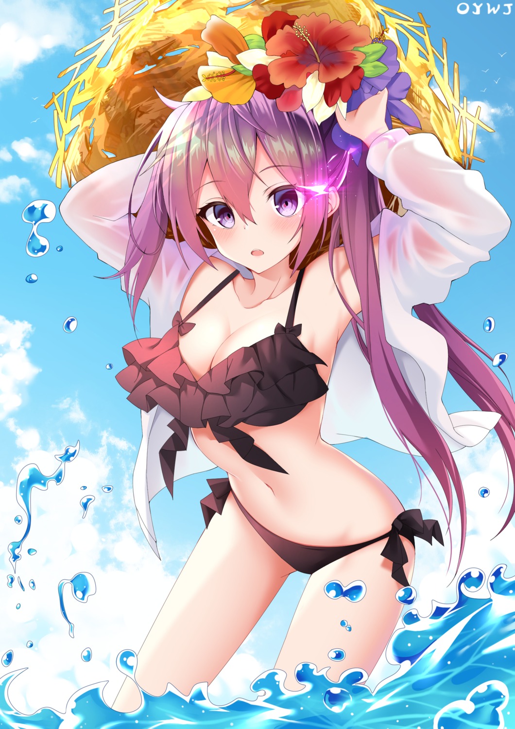 bikini black_rock_shooter open_shirt oywj see_through swimsuits wet wet_clothes