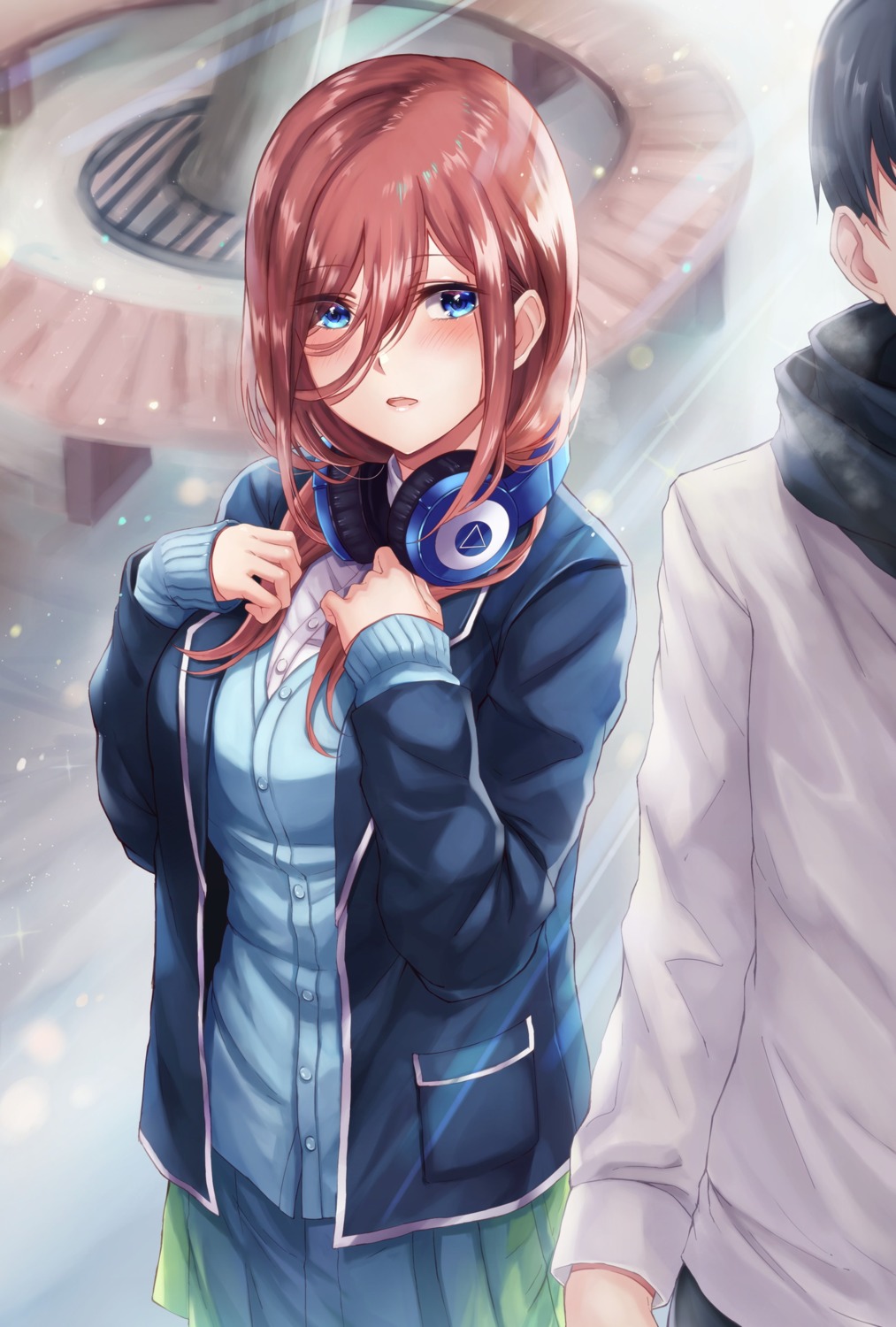 5-toubun_no_hanayome headphones hikari_(komitiookami) nakano_miku seifuku sweater