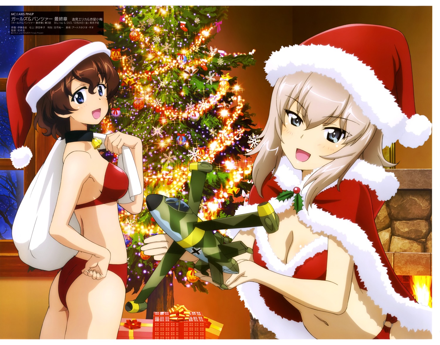 akaboshi_koume ass bikini christmas cleavage girls_und_panzer itou_takeshi itsumi_erika swimsuits thong