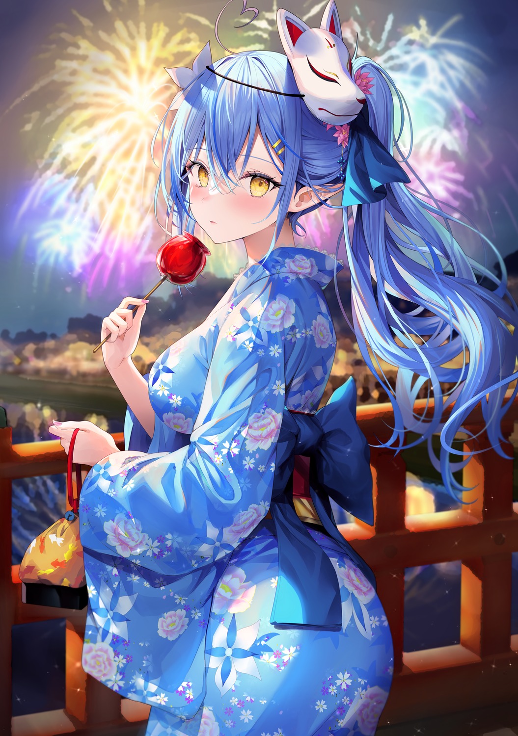 ass elf hololive pointy_ears rin_yuu yukata yukihana_lamy