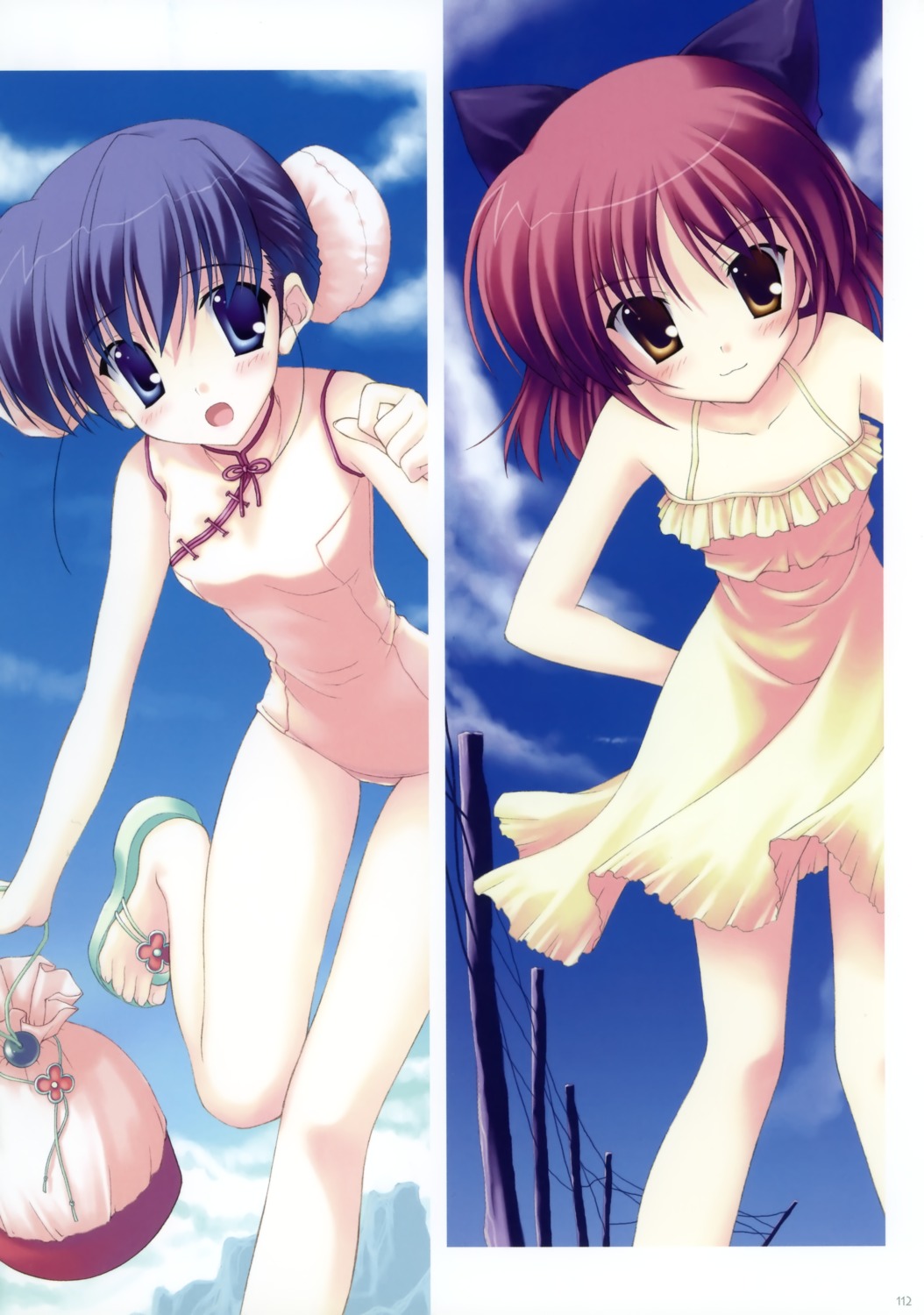 chinadress dress himeyuri_sango kousaka_tamaki nanao_naru summer_dress swimsuits to_heart_(series) to_heart_2