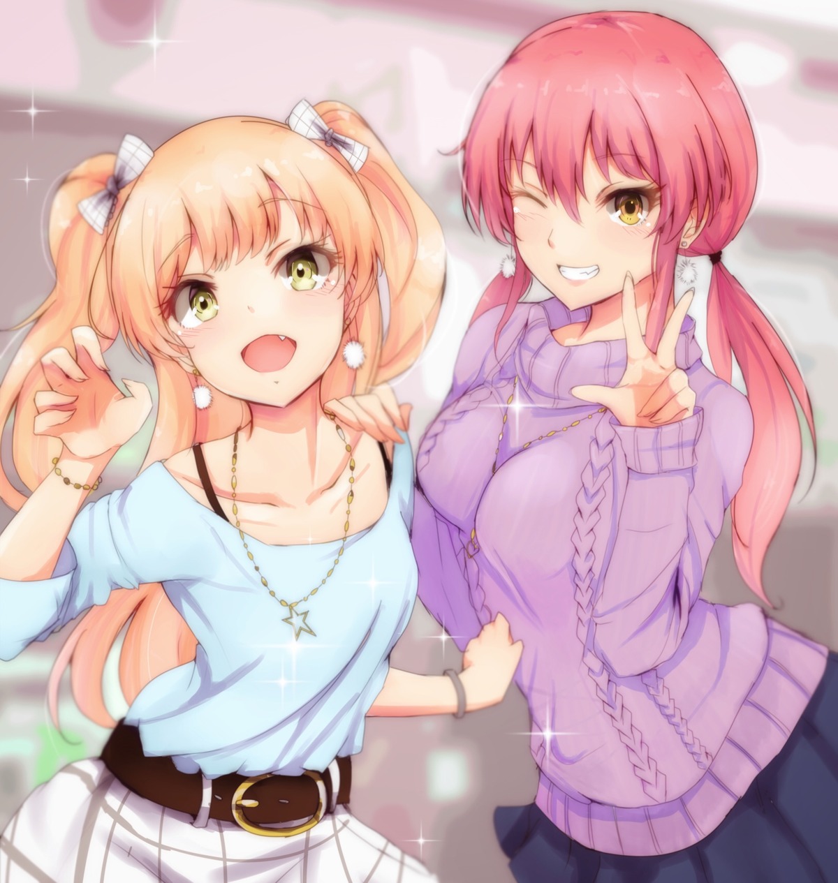 jougasaki_mika jougasaki_rika ryuu. sweater the_idolm@ster the_idolm@ster_cinderella_girls