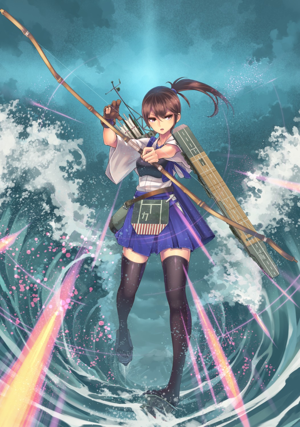 kaga_(kancolle) kantai_collection ryouku thighhighs weapon