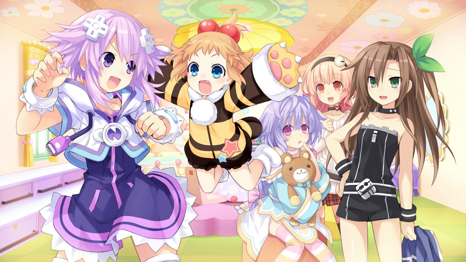 choujigen_game_neptune compa dress game_cg if_(choujigen_game_neptune) kami_jigen_game_neptune_re;birth3 neptune peashy pururut thighhighs tsunako