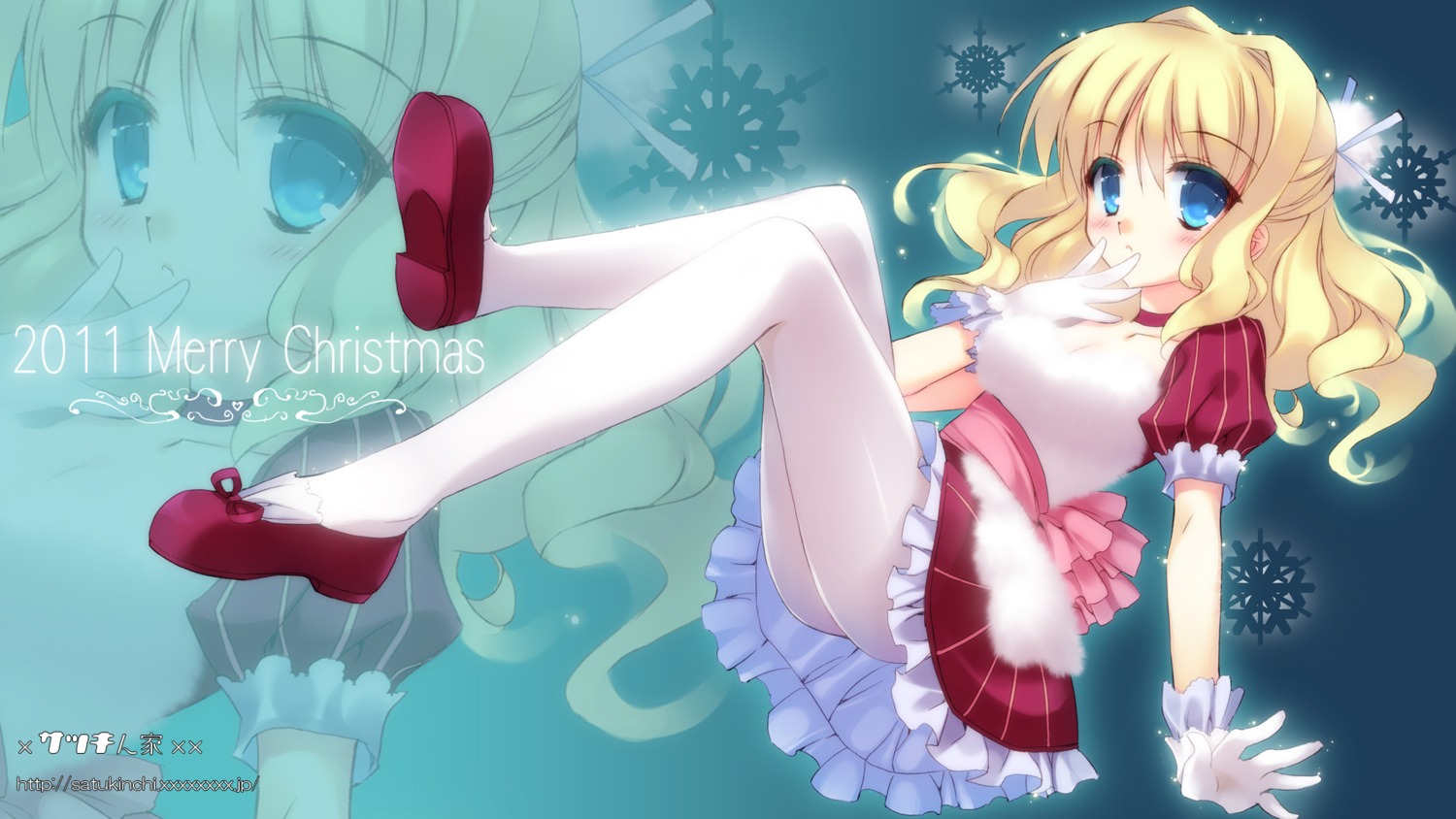 christmas cleavage pantyhose satsuki_misuzu wallpaper