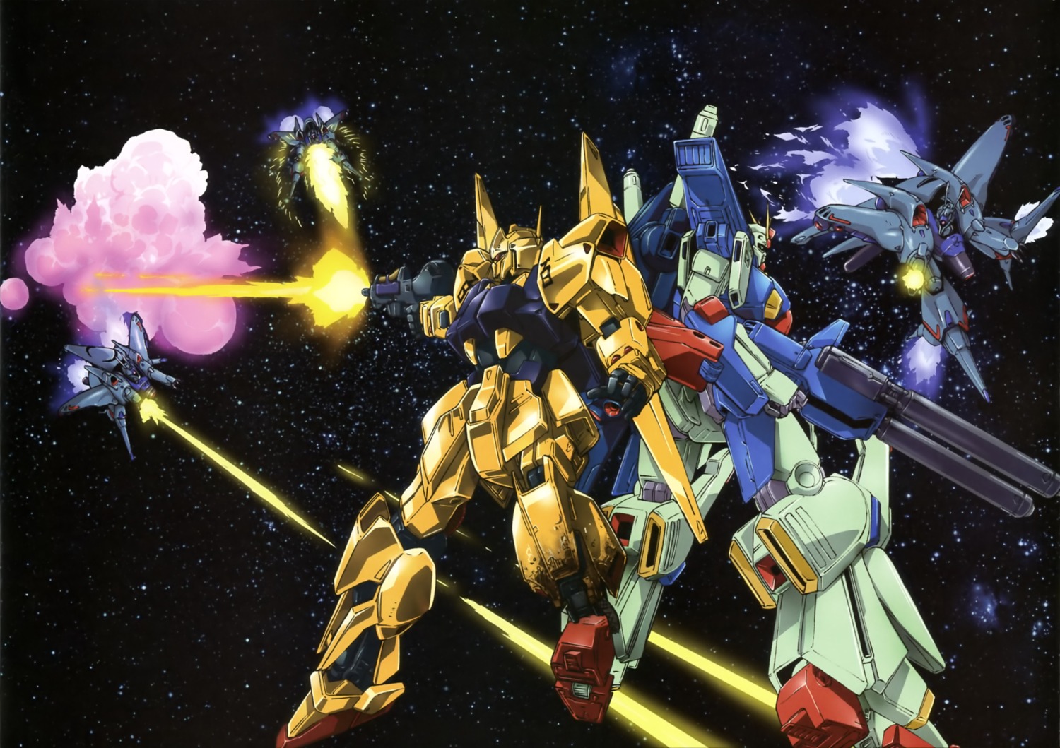 gun gundam gundam_zz hyaku_shiki mecha zeta_gundam zz_gundam