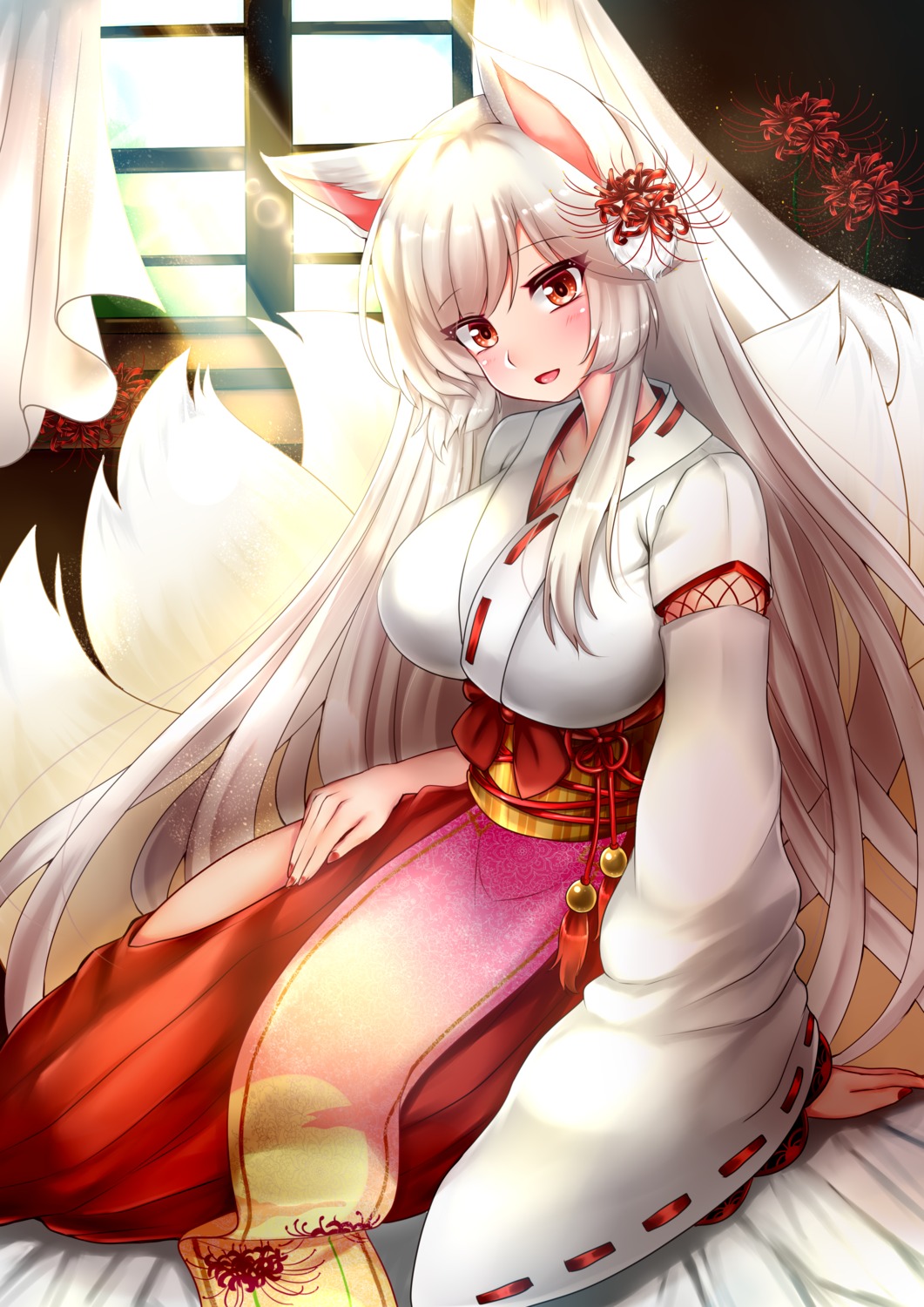 animal_ears ao_(ao_10bx) flower_knight_girl japanese_clothes kitsune tail
