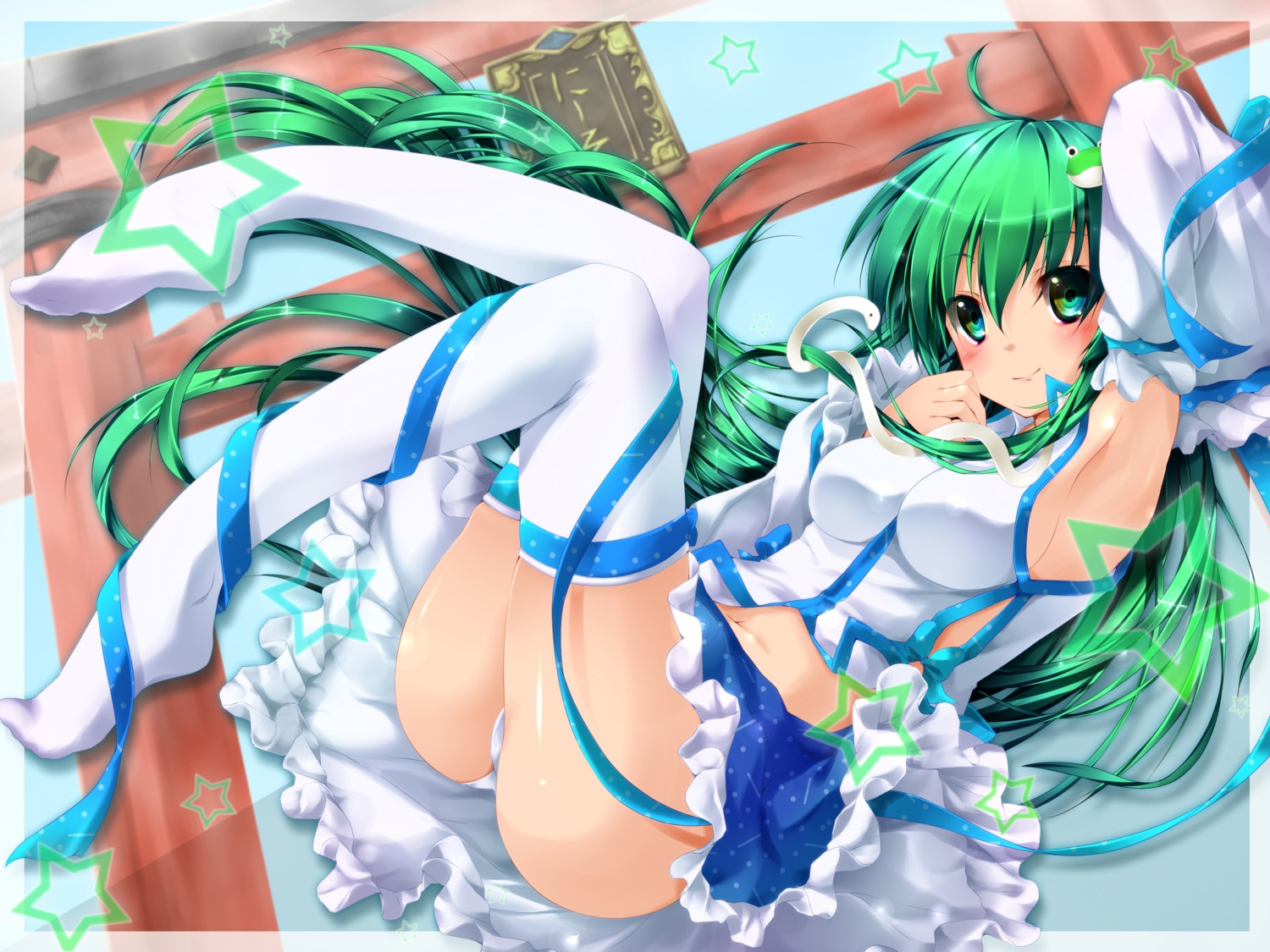 kochiya_sanae niro pantsu thighhighs touhou