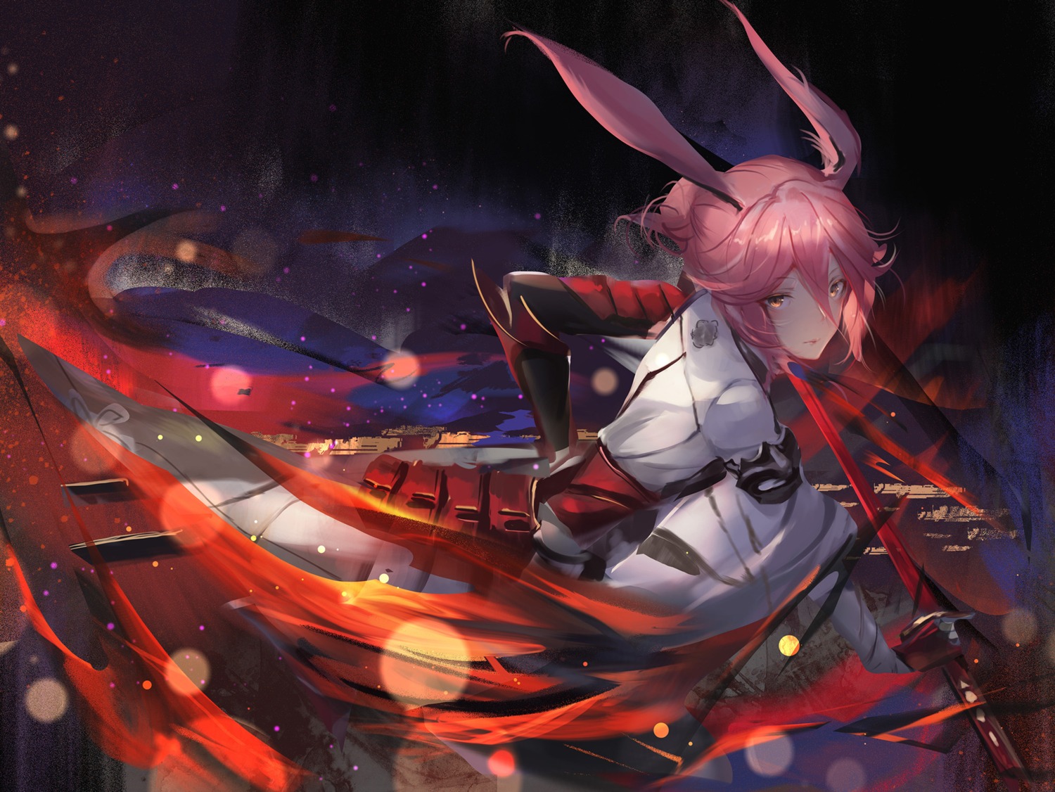 animal_ears armor benghuai_xueyuan bunny_ears sword tagme yae_sakura_(benghuai_xueyuan)