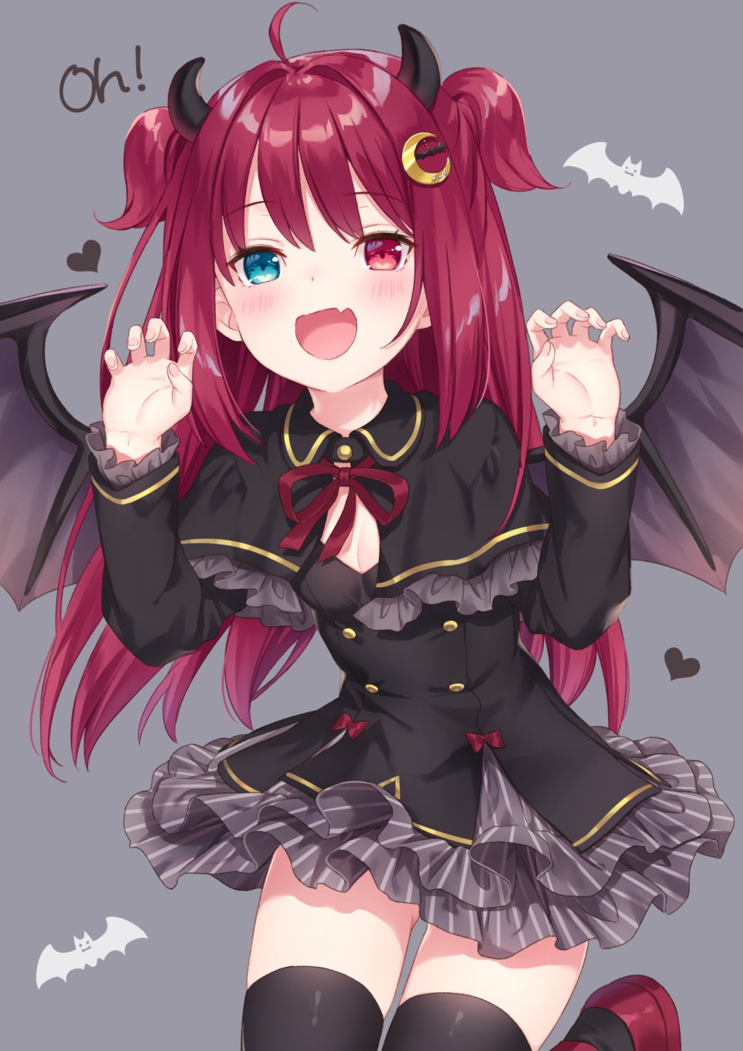 cleavage heterochromia horns jimmy nijisanji thighhighs wings yuzuki_roa