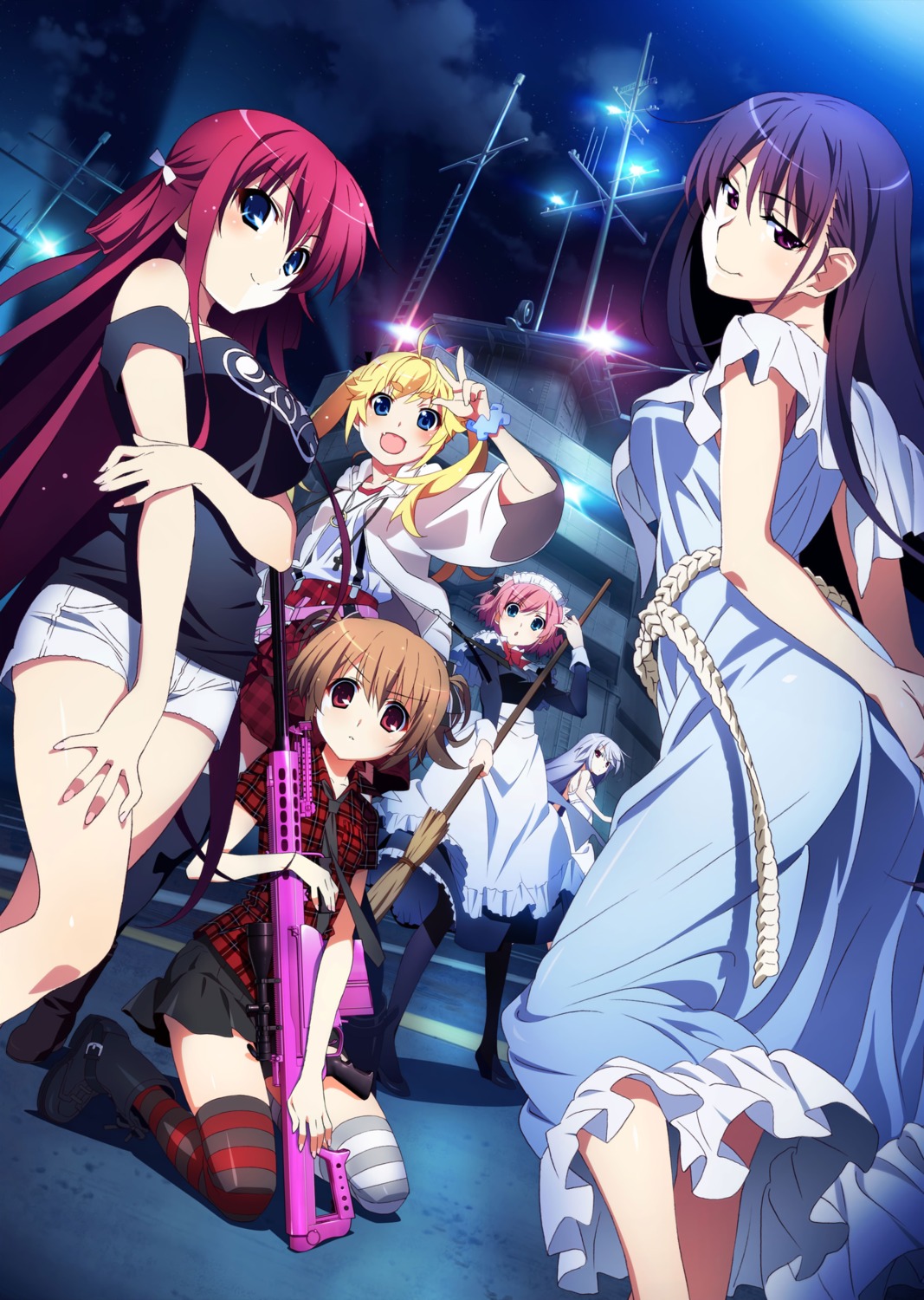 digital_version dress fumio grisaia grisaia_no_kajitsu grisaia_no_meikyu gun irisu_makina kazami_kazuki komine_sachi maid matsushima_michiru pantyhose sakaki_yumiko summer_dress suou_amane thighhighs watanabe_akio