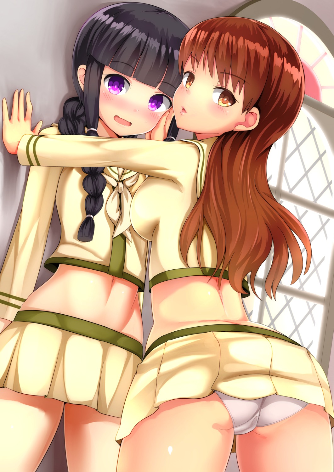 ass cameltoe kantai_collection kitakami_(kancolle) kuku123 ooi_(kancolle) pantsu seifuku