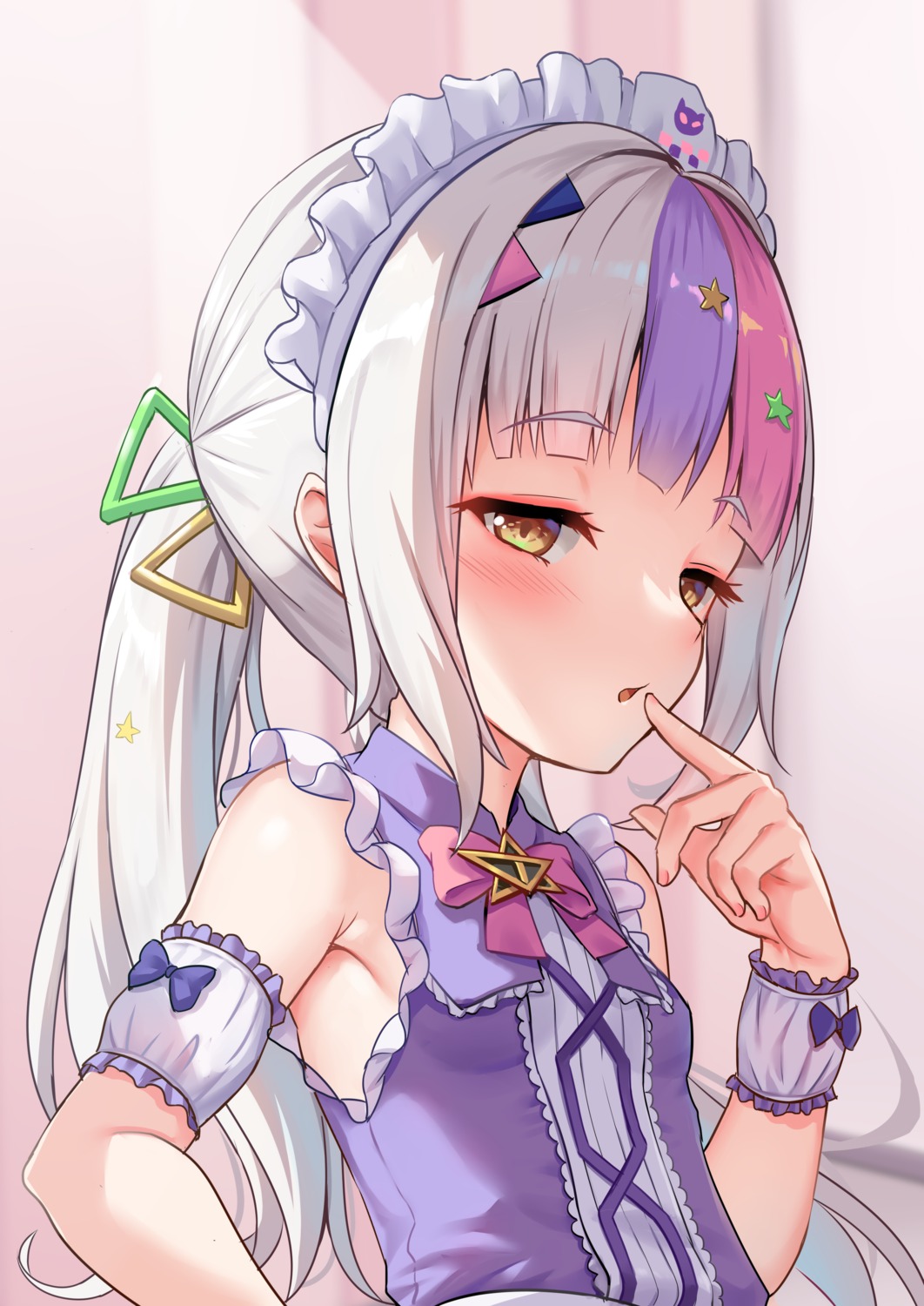 hololive maid milkshake_(artist) murasaki_shion no_bra