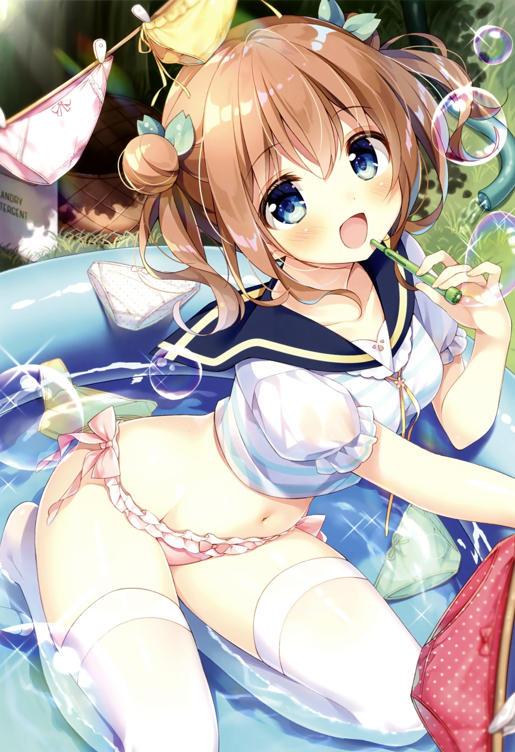 pantsu see_through seifuku suimya thighhighs wet wet_clothes