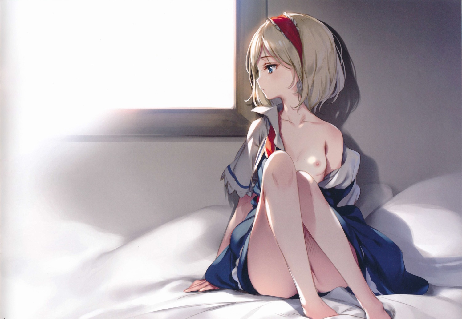 alice_margatroid breasts ke-ta nipples no_bra nopan open_shirt touhou