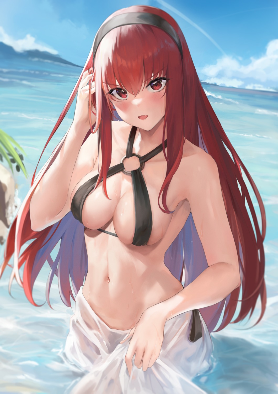 aoi_13 bikini punishing:_gray_raven see_through swimsuits vera_(punishing:_gray_raven) wet wet_clothes