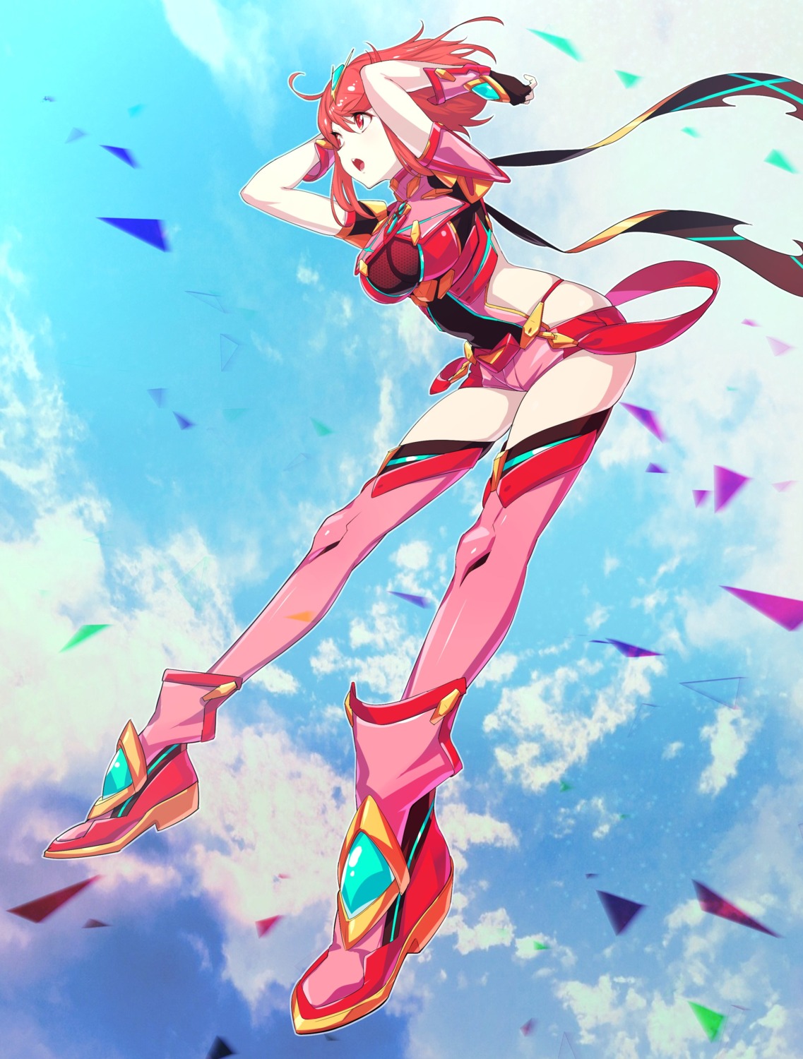 armor bodysuit green322 homura_(xenoblade_2) thighhighs xenoblade_(series) xenoblade_2