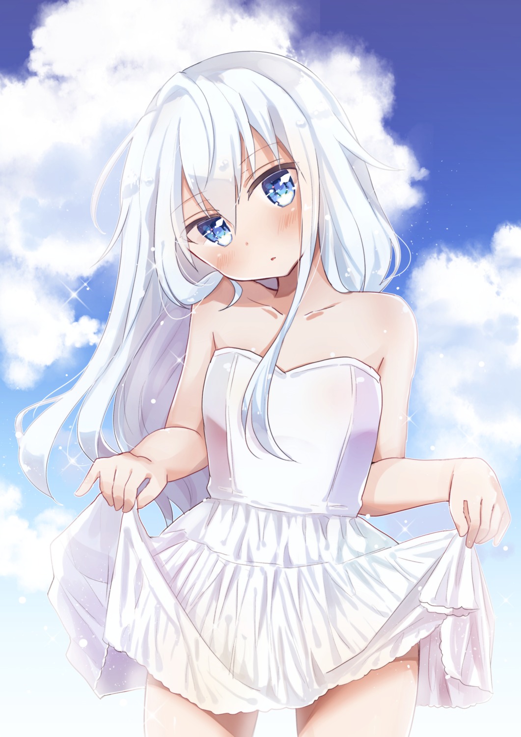 dress hibiki_(kancolle) kantai_collection namekuji_(namekuzu) skirt_lift