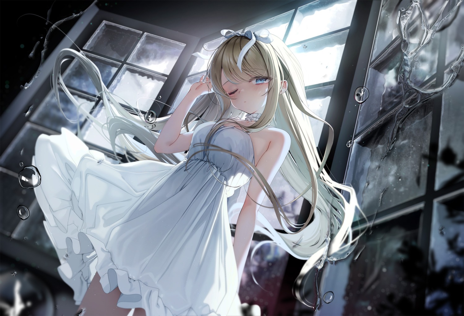 dress emori_miku_project emu_alice see_through skirt_lift summer_dress yunmi_0527