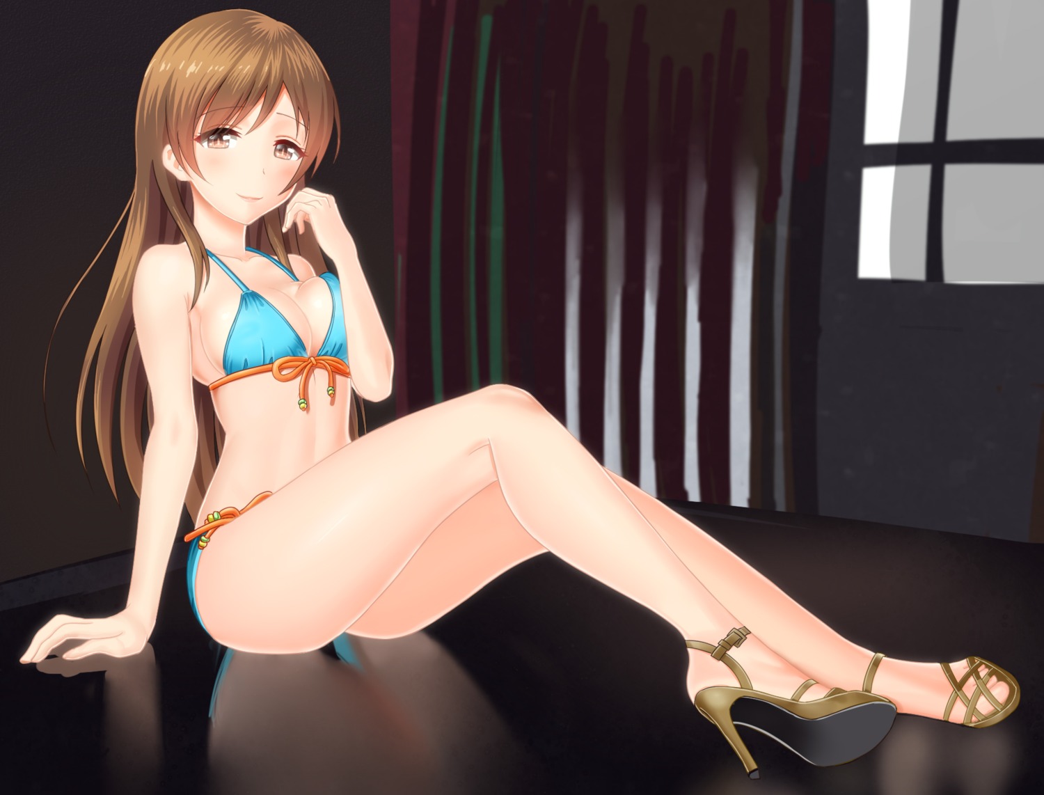 bikini breast_hold cleavage heels nitta_minami swimsuits takahiro-kun the_idolm@ster the_idolm@ster_cinderella_girls