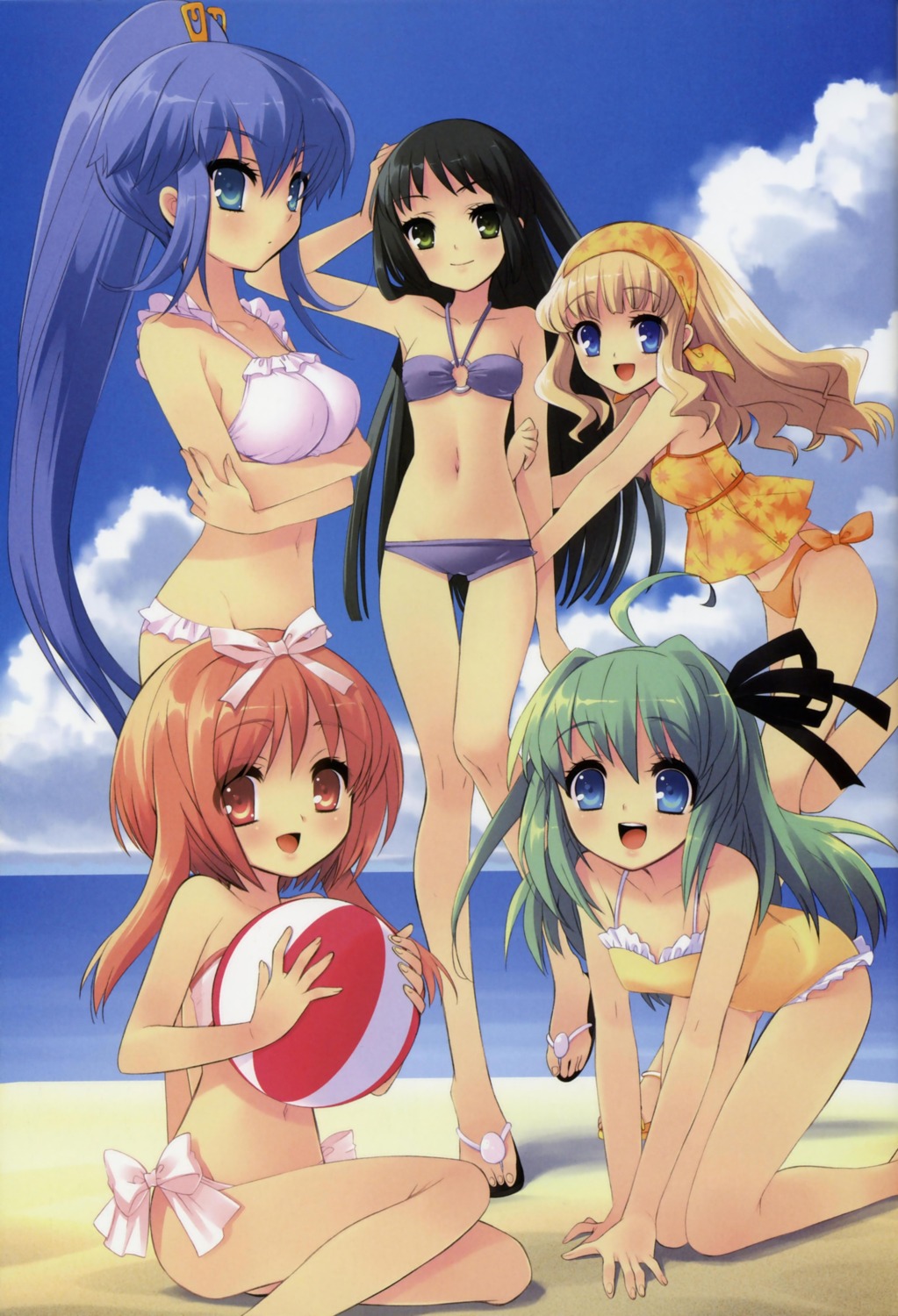 akihime_sumomo bikini breast_hold ito_noizi koiwai_flora nanatsuiro_drops satsuki_julirsia swimsuits yaeno_nadeshiko yuuki_nona