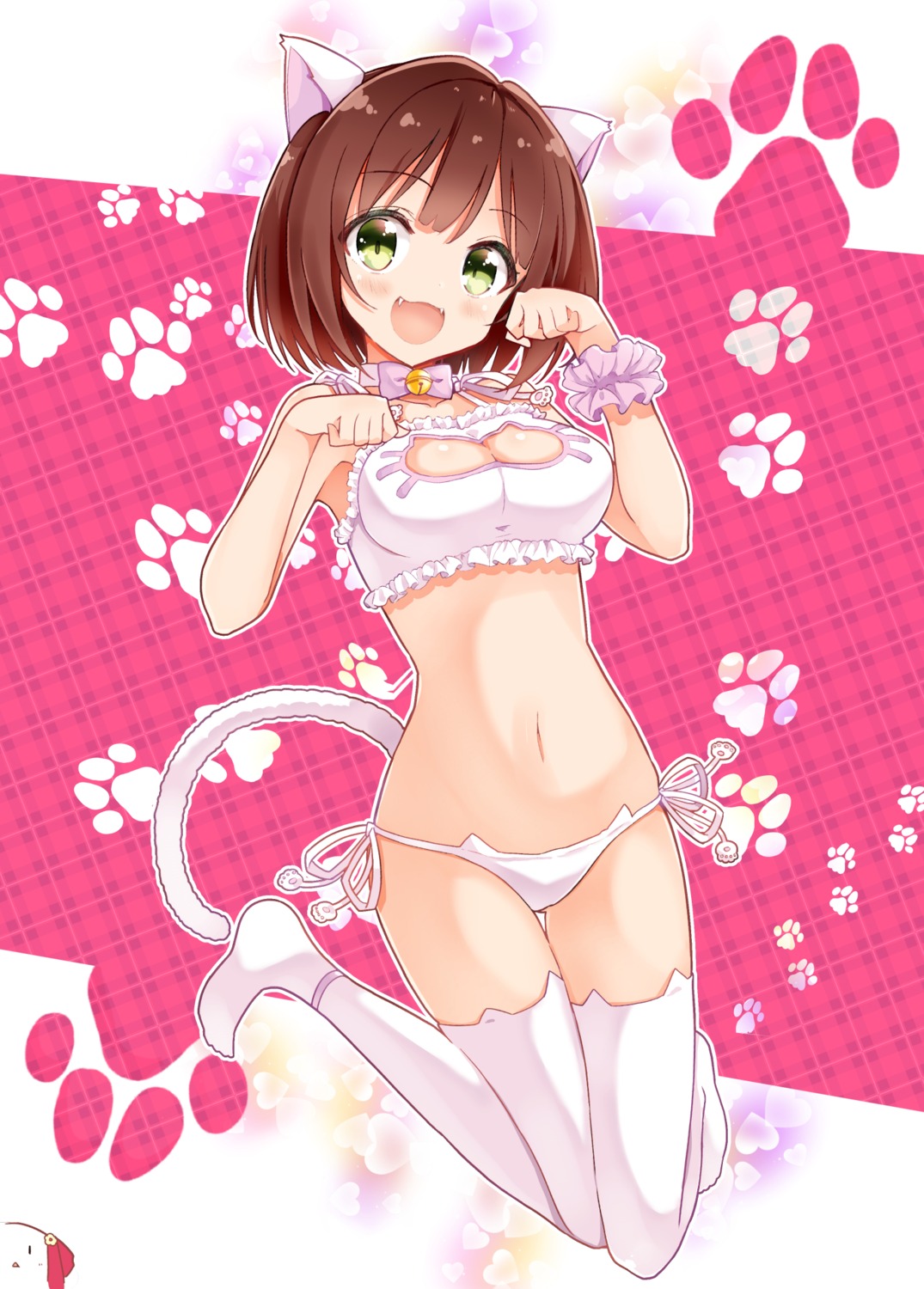 animal_ears bra maekawa_miku nanakusa_(user_rnpt7322) nekomimi pantsu string_panties tail the_idolm@ster the_idolm@ster_cinderella_girls thighhighs